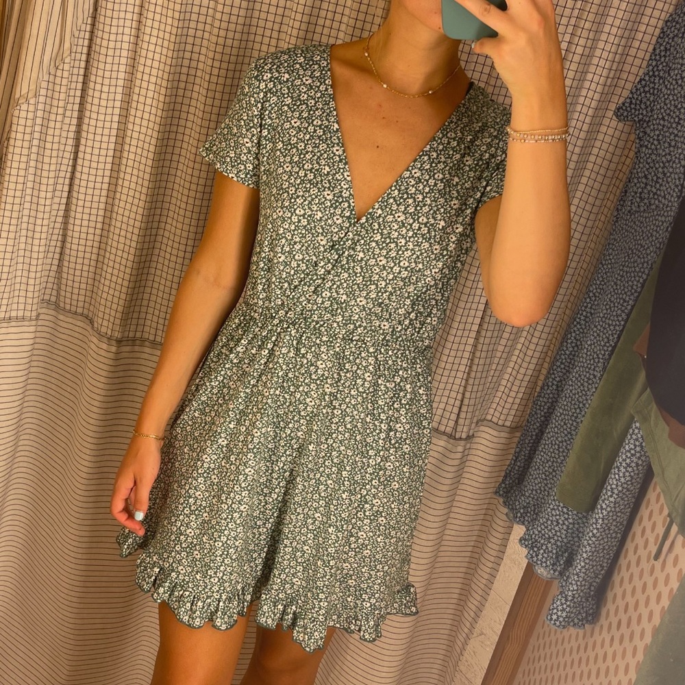 Pull and Bear Green Floral Dress